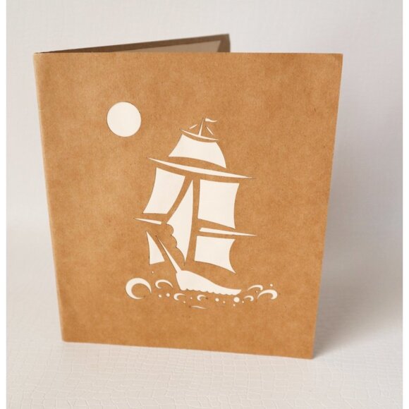 4 Vintage Pop Up Cards Intricate Peacock Galleon Ship Temple Thailand Bus - Picture 6 of 9